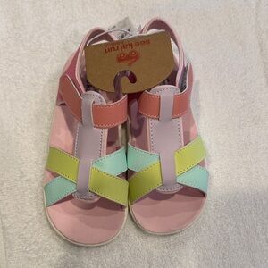 See Kai Run Pastel Pink Sandals with Mint & Lemon Straps